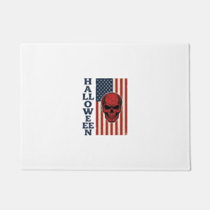 Halloween Skull Patriotic Vintage Scary Flag_1 Doormat