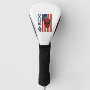 Halloween Skull Patriotic Vintage Scary Flag_1 Golf Head Cover