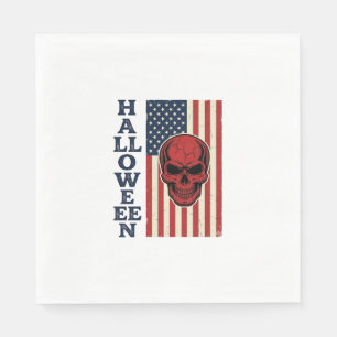 Halloween Skull Patriotic Vintage Scary Flag_1 Napkin