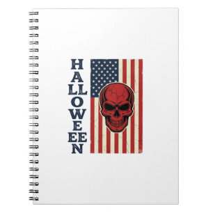 Halloween Skull Patriotic Vintage Scary Flag_1 Notebook