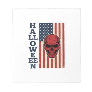 Halloween Skull Patriotic Vintage Scary Flag_1 Notepad