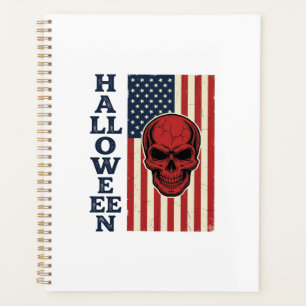 Halloween Skull Patriotic Vintage Scary Flag_1 Planner