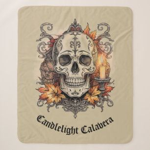 Halloween,Skull Pattern, Candlelight Calavera, Sherpa Blanket