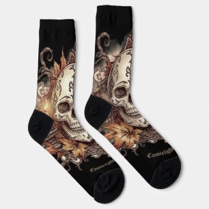 Halloween,Skull Pattern, Candlelight Calavera, Soc Socks