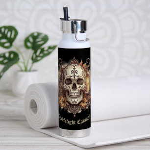 Halloween,Skull Pattern, Candlelight Calavera, Water Bottle