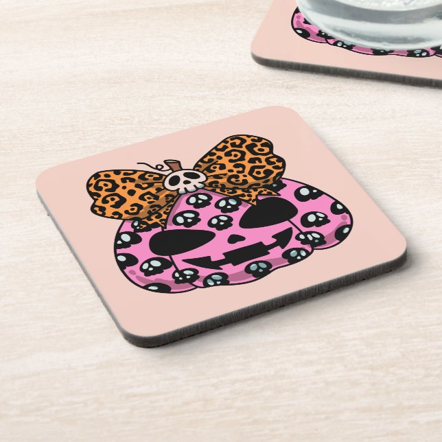 Halloween, Skull Pattern, Face Pumpkin Coaster (Left Side)