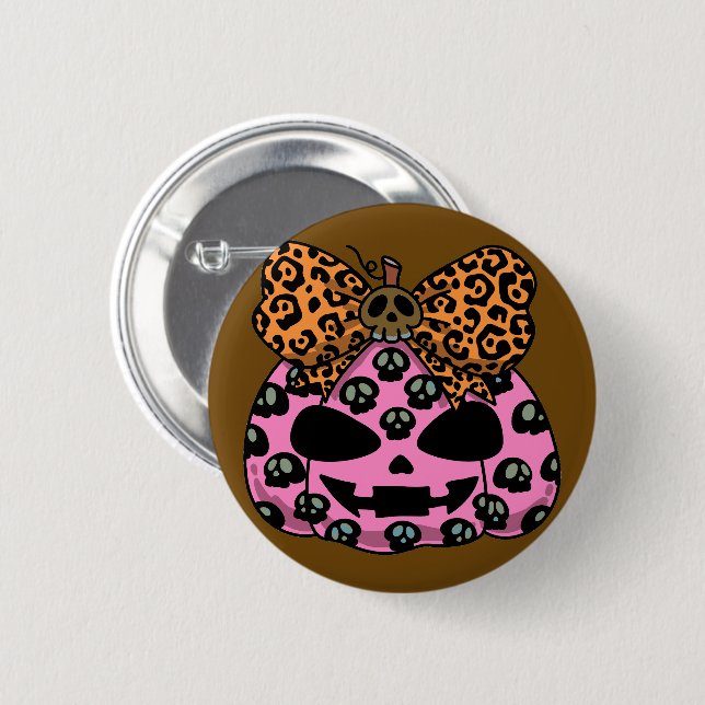 Halloween,Skull Pattern ,Face Pumpkin, Modern  6 Cm Round Badge (Front & Back)