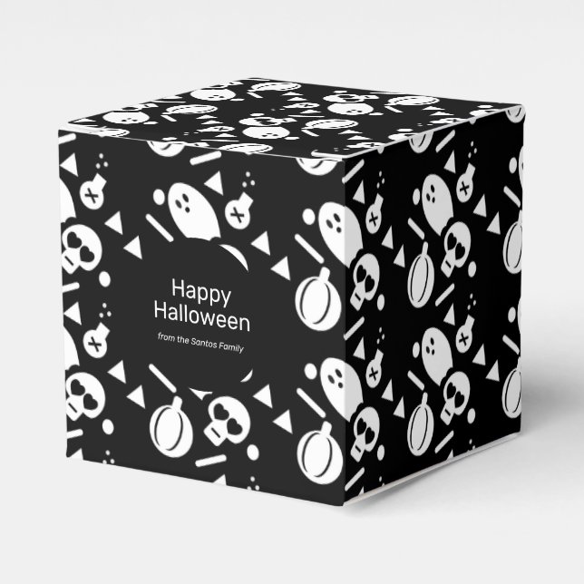 Halloween Skull Pattern  Trick or Treat Candy Favour Box (Front Side)