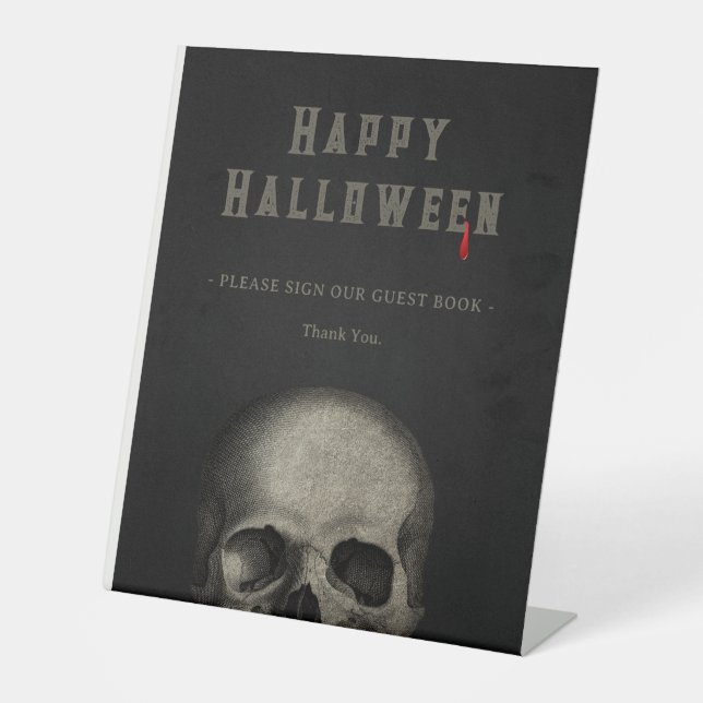 Halloween Skull  Pedestal Sign (Front)