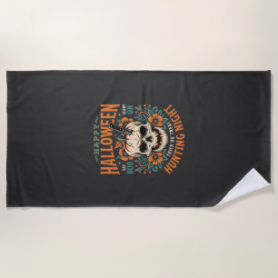 Halloween Skull Pumpkin Hunting Night Design_1 Beach Towel