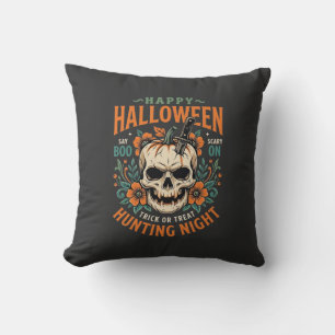 Halloween Skull Pumpkin Hunting Night Design_1 Cushion