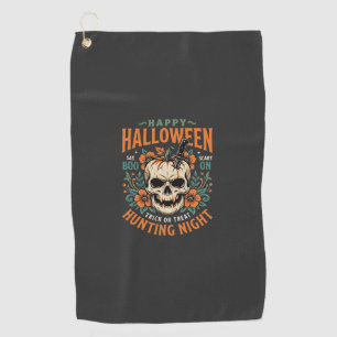 Halloween Skull Pumpkin Hunting Night Design_1 Golf Towel