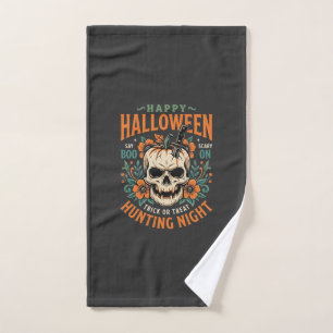 Halloween Skull Pumpkin Hunting Night Design_1 Hand Towel