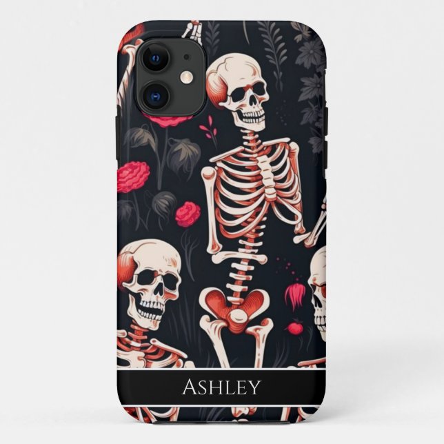 Halloween Skull Red Roses Personalised Case-Mate iPhone Case (Back)