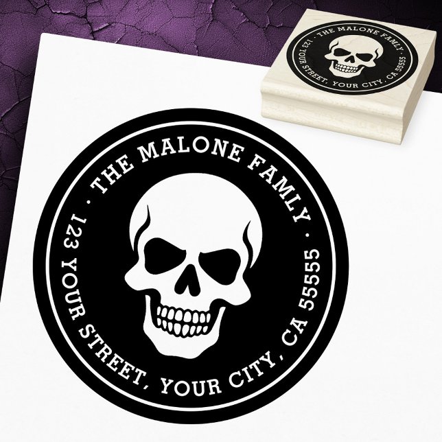 Halloween skull return address rubber stamp (Halloween skull return address rubber stamp)