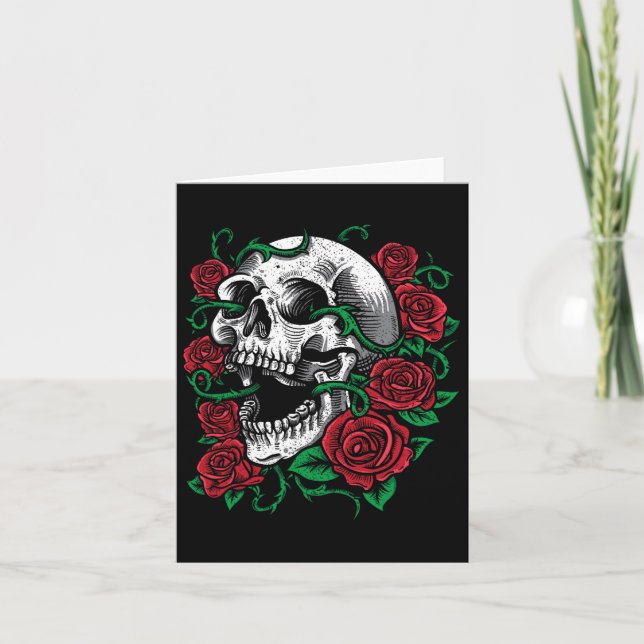 Halloween Skull Rose Skeleton Gift Idea  Card (Front)