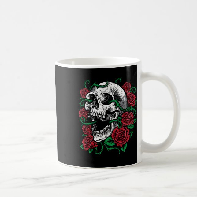 Halloween Skull Rose Skeleton Gift Idea  Coffee Mug (Right)