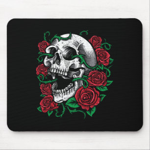 Halloween Skull Rose Skeleton Gift Idea Mouse Mat