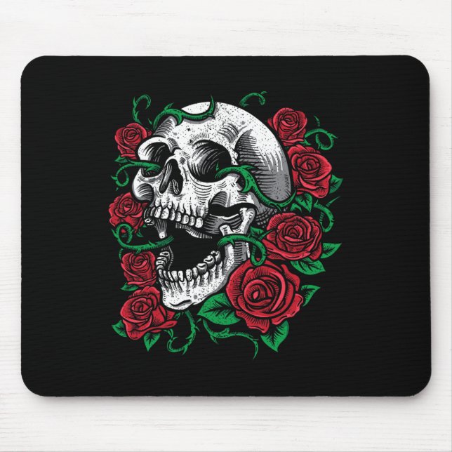 Halloween Skull Rose Skeleton Gift Idea  Mouse Mat (Front)