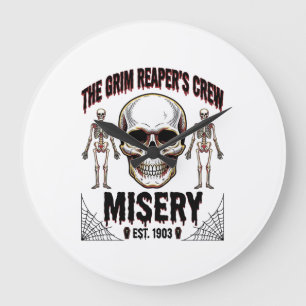 Halloween Skull Scary Creepy Vintage Story_1 Large Clock