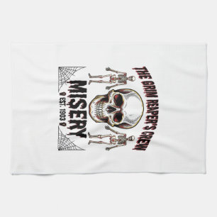 Halloween Skull Scary Creepy Vintage Story_1 Tea Towel