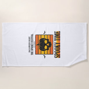 Halloween Skull Scary Funny Vintage Quote_1 Beach Towel