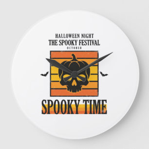 Halloween Skull Scary Funny Vintage Quote_1 Large Clock