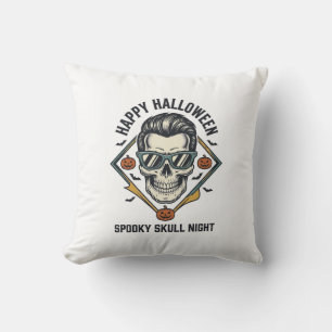 Halloween Skull Shirt Vintage Engraving Graphic_1 Cushion