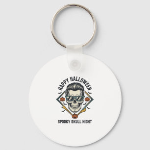Halloween Skull Shirt Vintage Engraving Graphic_1 Key Ring