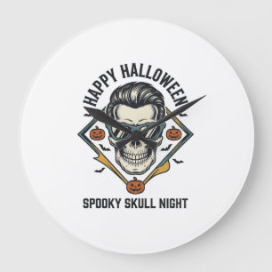Halloween Skull Shirt Vintage Engraving Graphic_1 Large Clock