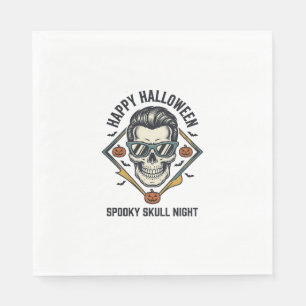 Halloween Skull Shirt Vintage Engraving Graphic_1 Napkin