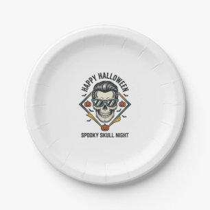Halloween Skull Shirt Vintage Engraving Graphic_1 Paper Plate