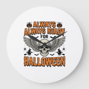 Halloween Skull Shirt Vintage Engraving Spooky Quo Large Clock