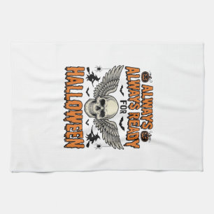 Halloween Skull Shirt Vintage Engraving Spooky Quo Tea Towel