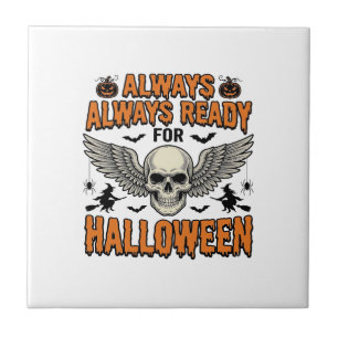 Halloween Skull Shirt Vintage Engraving Spooky Quo Tile