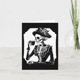 Halloween Skull Skeleton Lazy Drinking Coffee Cost Card
