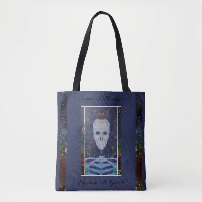 Halloween Skull Skeleton Maureen Girard Tote Bag (Front)