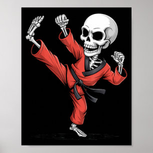 Halloween Skull Skeleton Taekwondo Costume Trick Poster