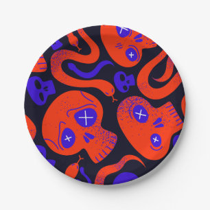 Halloween Skull & Snake Paper Paper Plate