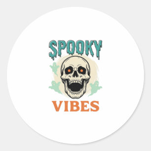 Halloween Skull Spooky Vibes Vintage Horror_1 Classic Round Sticker