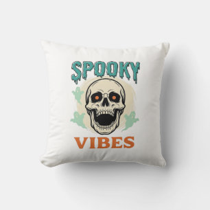 Halloween Skull Spooky Vibes Vintage Horror_1 Cushion