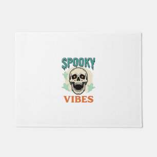 Halloween Skull Spooky Vibes Vintage Horror_1 Doormat