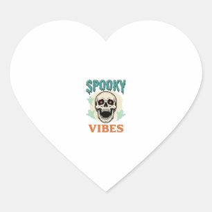 Halloween Skull Spooky Vibes Vintage Horror_1 Heart Sticker