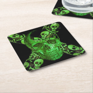 Halloween Skull Square #2 Paper Coaster