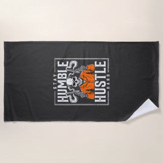 Halloween Skull Stay Humble Hustle Hard Beach Towel