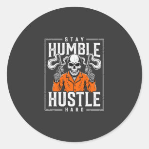 Halloween Skull Stay Humble Hustle Hard Classic Round Sticker