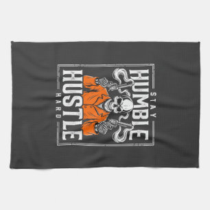 Halloween Skull Stay Humble Hustle Hard Tea Towel