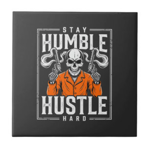 Halloween Skull Stay Humble Hustle Hard Tile