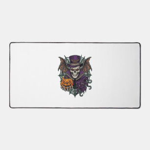 Halloween Skull Top Hat Bat Wings Pumpkin Spider W Desk Mat