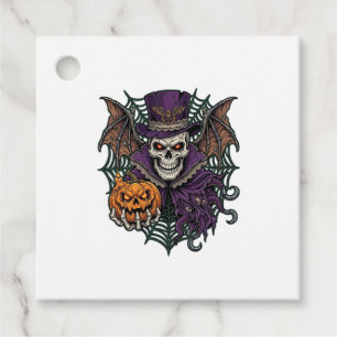 Halloween Skull Top Hat Bat Wings Pumpkin Spider W Favour Tags